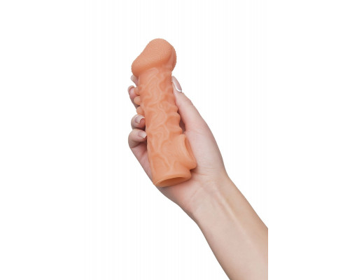 Заказать Телесная закрытая насадка с шершавой головкой Cock Sleeve Size M - 15,6 см.