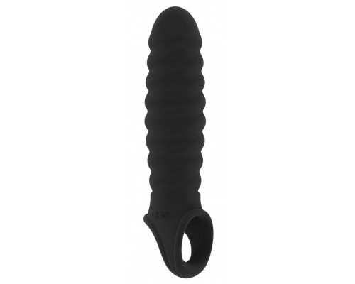 Заказать Чёрная ребристая насадка Stretchy Penis Extension No.32