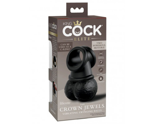 Черная вибронасадка King Cock Ellite The Crown Jewels