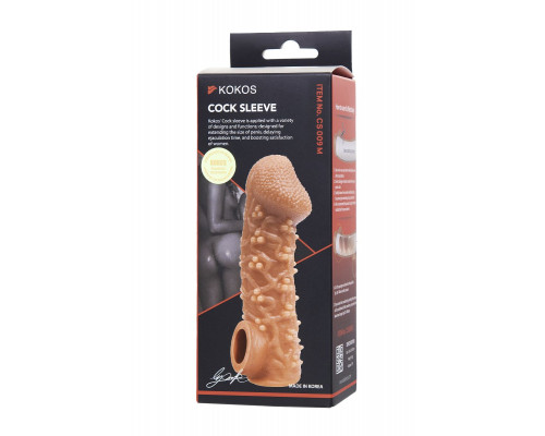 Заказать Телесная закрытая насадка с пучками шишечек Cock Sleeve Size M - 15,6 см.