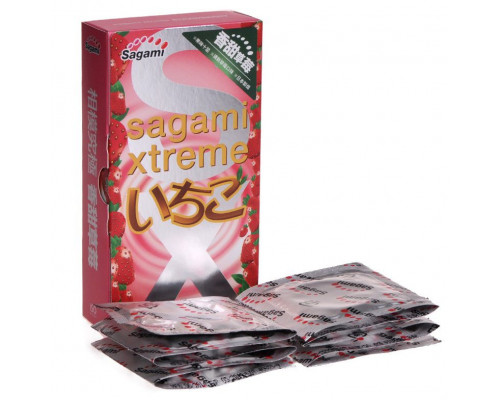 Заказать Презервативы Sagami Xtreme Strawberry c ароматом клубники - 10 шт.