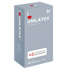 Презервативы с точками Unilatex Dotted - 12 шт. + 3 шт. в подарок