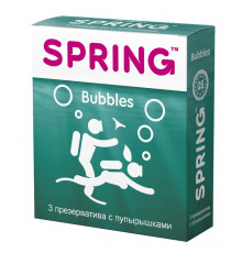 Презервативы SPRING BUBBLES с пупырышками - 3 шт.