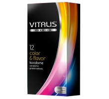 Цветные ароматизированные презервативы VITALIS PREMIUM color   flavor - 12 шт.