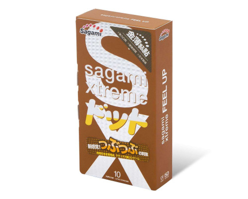 Заказать Презервативы Sagami Xtreme Feel Up с точечной текстурой и линиями прилегания - 10 шт.