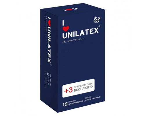 Заказать Ультрапрочные презервативы Unilatex Extra Strong - 12 шт. + 3 шт. в подарок