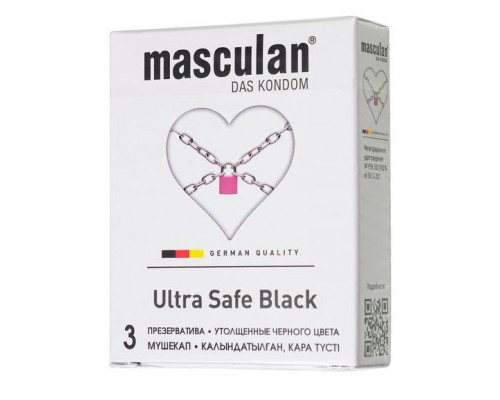 Ультрапрочные презервативы Masculan Ultra Safe Black - 3 шт.