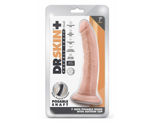 Телесный фаллоимитатор-реалистик 7 Inch Posable Dildo - 19 см.