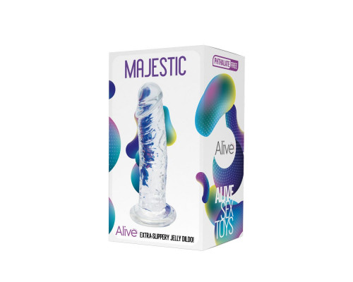 Прозрачный фаллоимитатор на присоске Majestic Jelly Dildo - 14,7 см.