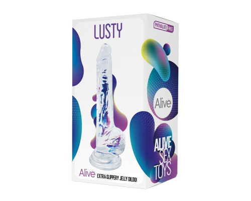 Прозрачный фаллоимитатор на присоске Lusty Jelly Dildo - 18 см.