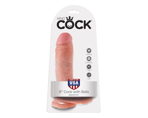 Заказать Телесный фаллоимитатор 8  Cock with Balls - 21,3 см.