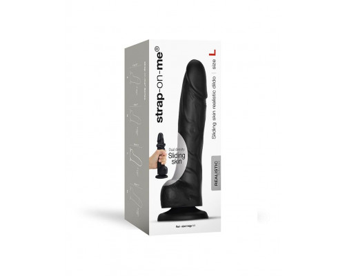 Черный фаллоимитатор Strap-On-Me Sliding Skin Realistic Dildo size L