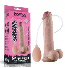 Телесный фаллоимитатор с имитацией эякуляции 9  Soft Ejaculation Cock With Ball - 22,9 см.