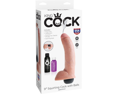 Заказать Телесный фаллоимитатор с эффектом семяизвержения Squirting Cock with Balls - 22,9 см.