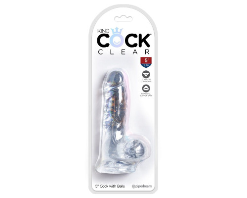 Заказать Прозрачный фаллоимитатор King Cock Clear 5  Cock with Balls - 15,2 см.