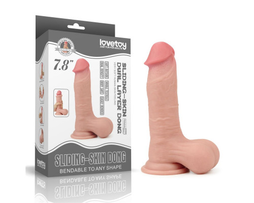 Телесный фаллоимитатор Sliding Skin Dual Layer Dong - 19,5 см.