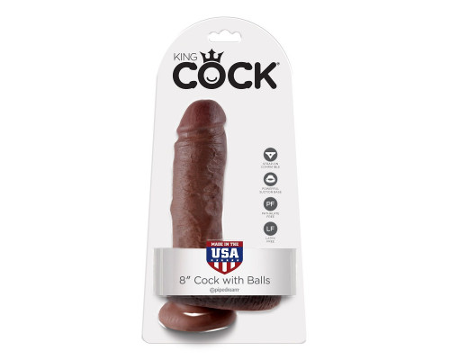 Заказать Коричневый фаллоимитатор 8  Cock with Balls - 21,3 см.