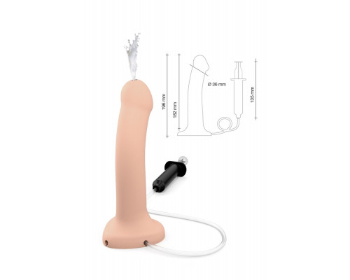 Телесный фаллос с имитацией эякуляции Silicon Cum Dildo L - 19,6 см.