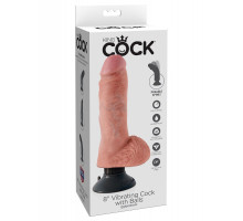 Вибромассажер со съёмной присоской 8  Vibrating Cock with Balls - 20,3 см.