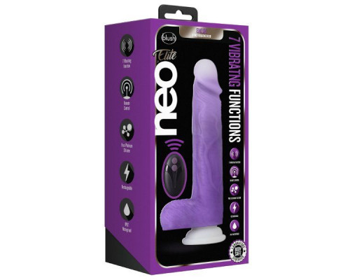 Фиолетовый вибратор-реалистик Encore 8 Inch Vibrating Dildo - 21,6 см.