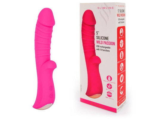 Заказать Ярко-розовый вибромассажер 5  Silicone Wild Passion - 19,1 см.