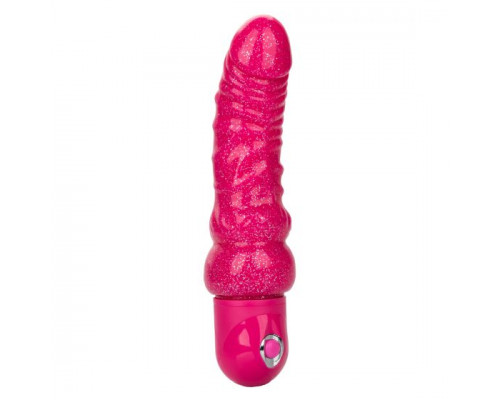 Заказать Розовый вибратор-реалистик с блестками Naughty Bits Lady Boner Bendable Personal Vibrator - 20 см.