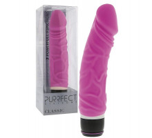 Ярко-розовый вибратор PURRFECT SILICONE CLASSIC 6.5INCH - 16,5 см.