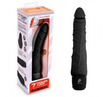 Черный вибратор-реалистик 7  Realistic Vibrator - 20 см.