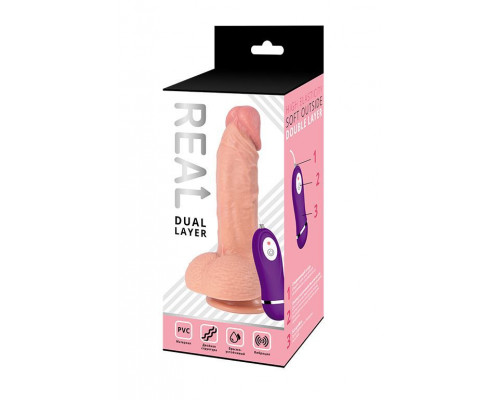 Заказать Телесный реалистичный вибратор REAL Dual Layer - 21,5 см.