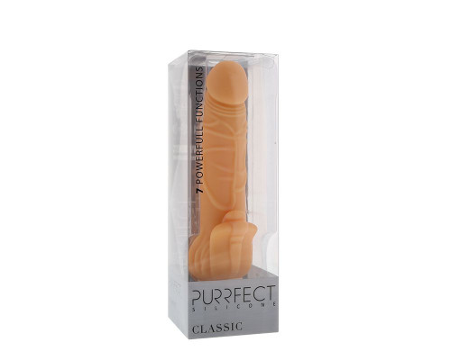 Заказать Телесный вибратор с лепестками в основании PURRFECT SILICONE CLASSIC 7INCH FLESH - 18 см.