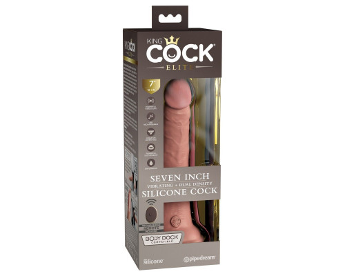 Заказать Телесный вибратор 7  Vibrating Silicone Dual Density Cock with Remote с пультом ДУ - 21 см.