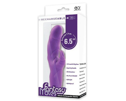 Заказать Фиолетовый вибратор с клиторальным стимулятором MATES FANTASY RECHARGE VIBRATOR - 17 см.