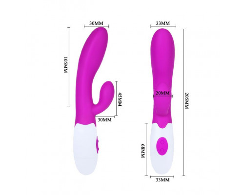 Заказать Лиловый вибратор со стимулятором клитора Alvis - 20,5 см.