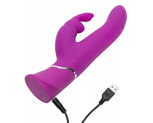 Лиловый вибратор Curve Thrusting Rechargeable Rabbit Vibrator - 24,1 см.