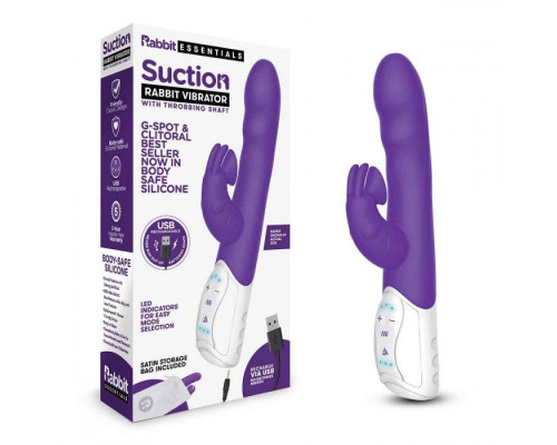 Фиолетовый вибромассажер с клиторальной стимуляцией Clitoral Suction Rabbit - 24,5 см.