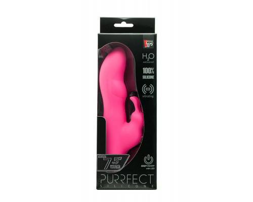 Заказать Розовый вибратор с клиторальным стимулятором PURRFECT SILICONE DELUXE RABBIT - 19 см.