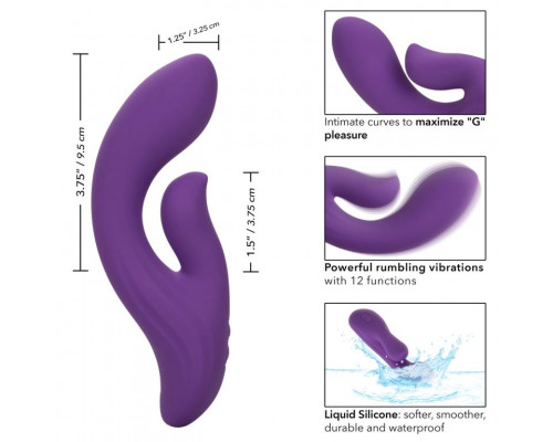 Фиолетовый вибратор-кролик Stella Liquid Silicone Dual Pleaser - 17,25 см.