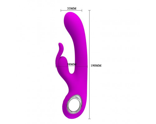 Заказать Лиловый вибромассажер с клиторальным отростком Hot Rabbit - 19 см.