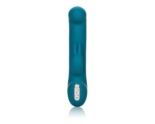 Заказать Бирюзовый вибратор с изогнутой головкой Jack Rabbit Signature Silicone Rocking  G  Rabbit - 20 см.