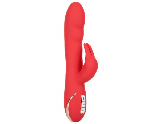 Заказать Красный вибромассажер-кролик с функцией нагрева Heated Silicone Ultra-Soft Rabbit - 21,5 см.