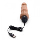 Кофейный вибратор-реалистик с клиторальными лепестками 7  Realistic Vibrator - 21,5 см.