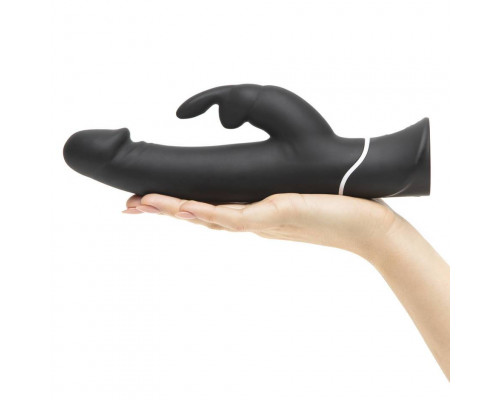 Заказать Черный вибратор-кролик Happy Rabbit Realistic Rechargeable Rabbit Vibrator - 25,4 см.