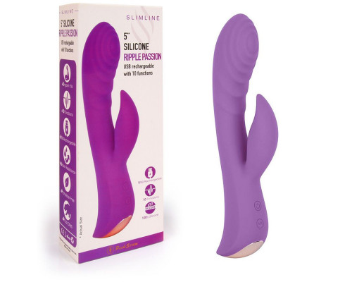 Заказать Фиолетовый вибромассажер-кролик 5  Silicone Ripple Passion - 19,1 см.