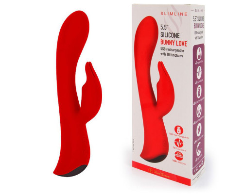 Заказать Красный вибромассажер-кролик 5  Silicone Bunny Love - 19,1 см.