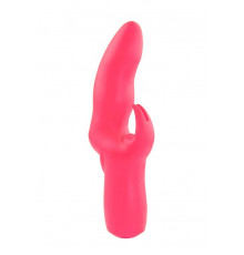 Розовый вибратор со стимулятором клитора MATES FANTASY RECHARGE VIBRATOR - 17 см.