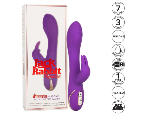 Заказать Фиолетовый вибратор-кролик с нагревом Jack Rabbit Signature Heated Silicone Rotating - 21,5 см.