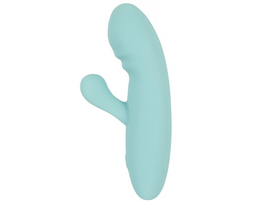 Бирюзовый мини-вибратор с клиторальным отростком Rabbit Vibrator - 15,5 см.