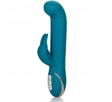 Бирюзовый вибратор с изогнутой головкой Jack Rabbit Signature Silicone Rocking  G  Rabbit - 20 см.