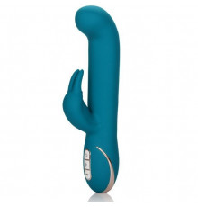 Бирюзовый вибратор с изогнутой головкой Jack Rabbit Signature Silicone Rocking  G  Rabbit - 20 см.