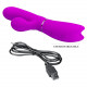 Лиловый вибратор-кролик с подвижной клиторальной щеточкой Clitoris Vibrator - 20,8 см.